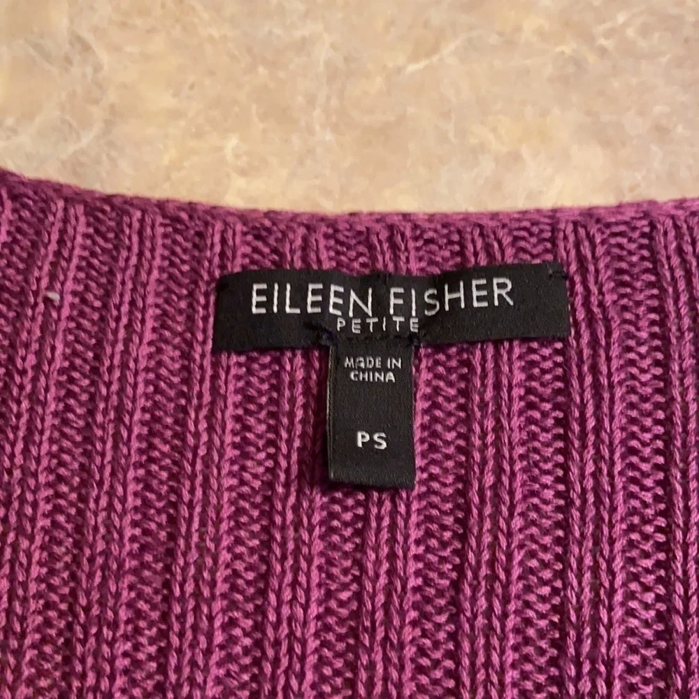 Eileen Fisher asymmetrical open front silk linen blend Cardigan Sweater
